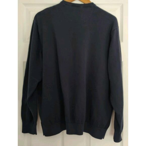 Men's Lacoste Navy Blue Cotton V-Neck Knit Long Sleeve Sweater Size 8 3XL - Picture 4 of 7
